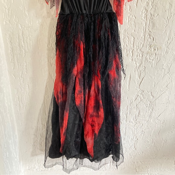 Halloween Black And Red Witch Costume Dress Size Large Size 10 / 12 - Picture 7 of 8